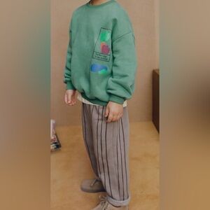 Zara Striped Brown Kids Bottom Wide Leg Size 2T